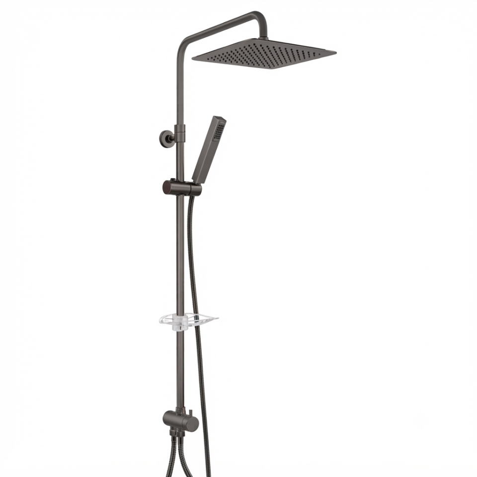 LİFE TELESKOBİK KOLONLU DUŞ SİSTEMİ 250X250 MAT ANTRASİT