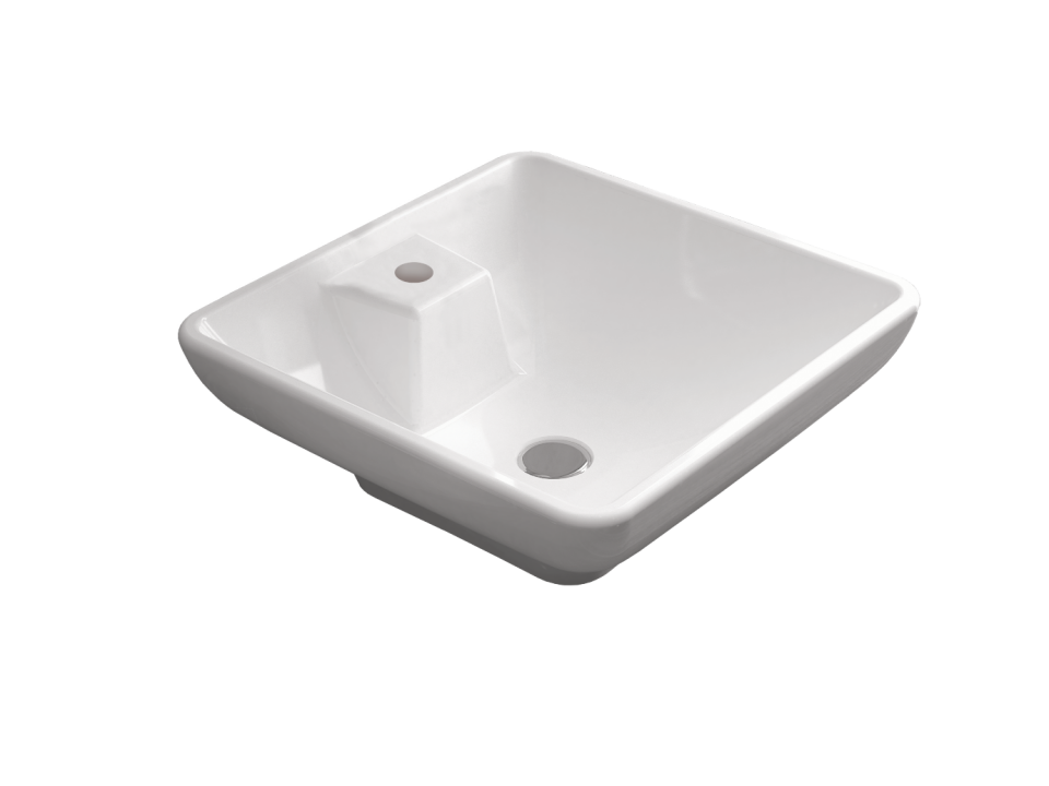 HALLEY KARE TEZGAH ÜSTÜ LAVABO-BATARYA DELİKLİ (48X48)