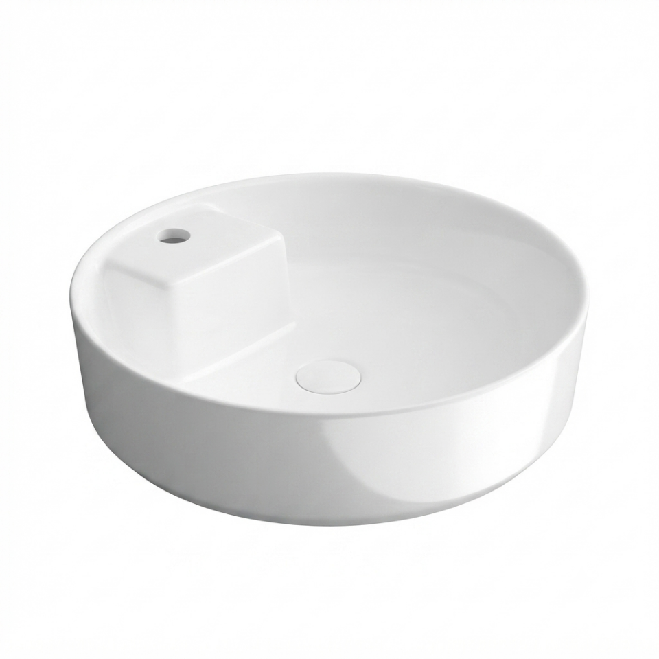 ALFA  SLİM DAİRE TEZGAH ÜSTÜ LAVABO (48X48)PLATİN KAPLAMA